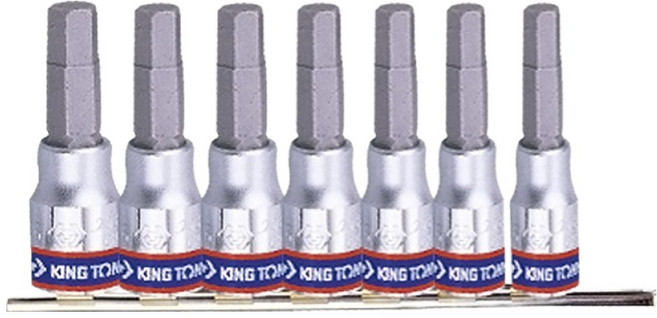 KING TONY 金統立 專業級工具 DR六角起子頭套筒1/4吋7件組 KT2127PR, 1套, DR六角起子頭套筒