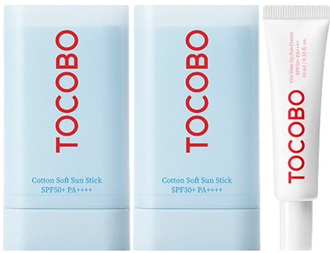 토코보 코튼 소프트 선스틱 SPF50+ PA++++ 19g x 2p + 비타 톤업 선크림 10ml 세트, 1개