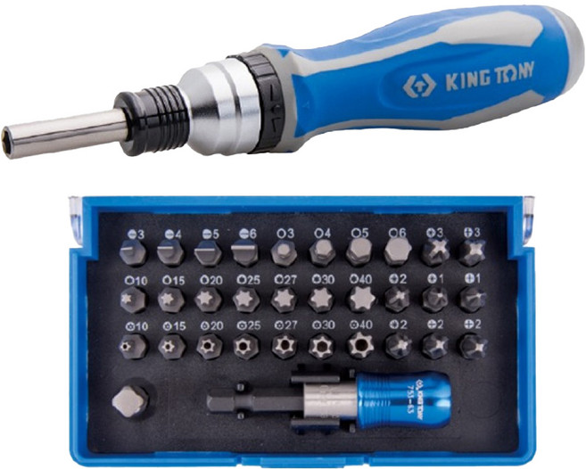 KING TONY 金統立 專業級工具 伸縮棘輪起子1/4吋40件組 KT32540MR, 1套, 1025H + 1025S + 1025T + 1025U + 1025Z + 2155-06 + 2155DF