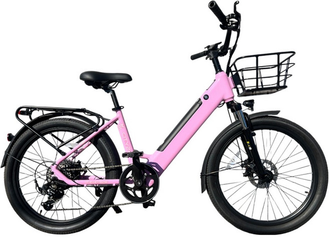 이지라이드 City-24 36V 500W 10Ah 이륜전기자전거 고객직접설치, 핑크, 알루미늄