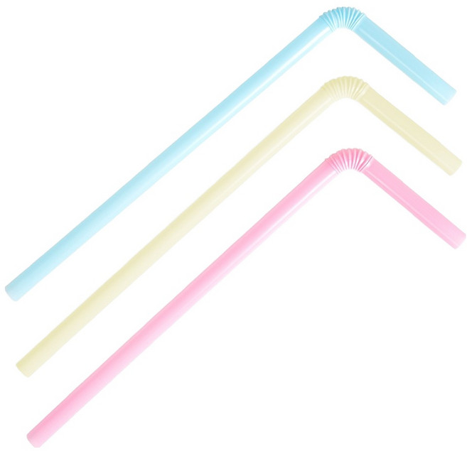 해피팩 일회용 자바라 빨대 2000p 세트 파스텔 7 x 210 mm, 1세트