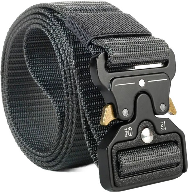 라사노 스포츠 나일론 전술 벨트 원터치 아웃도어 허리띠, 그레이, 1개