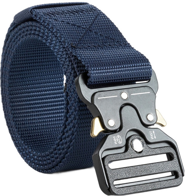 라사노 스포츠 나일론 전술 벨트 원터치 아웃도어 허리띠, 네이비, 1개