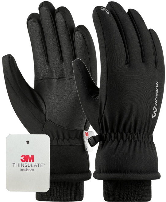 뮤롬 3m 충전재 사용 방한 스키 보드 장갑 양손착용 세트, 블랙, 1세트