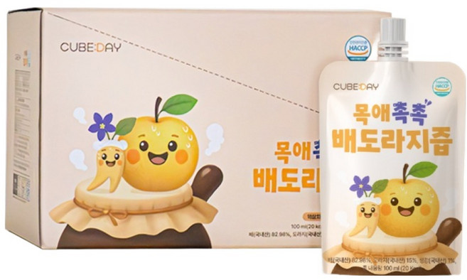 큐브데이 목애촉촉 배도라지즙, 20개, 100ml