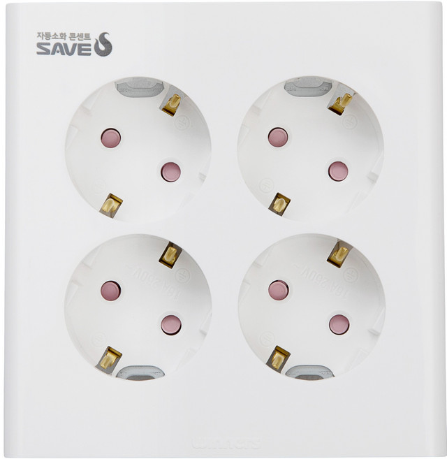 세이브에스 매입형 자동소화 화재예방 4구 전기 콘센트, 1개
