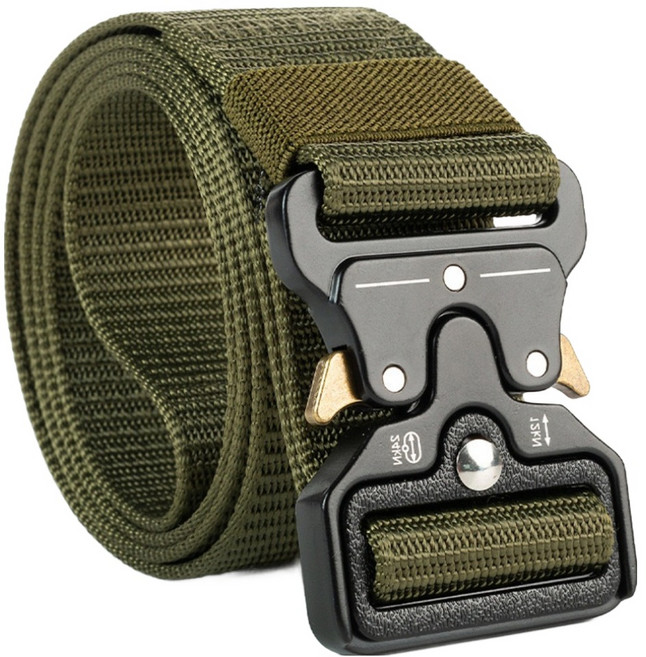 라사노 스포츠 나일론 전술 벨트 원터치 아웃도어 허리띠, 카키, 1개