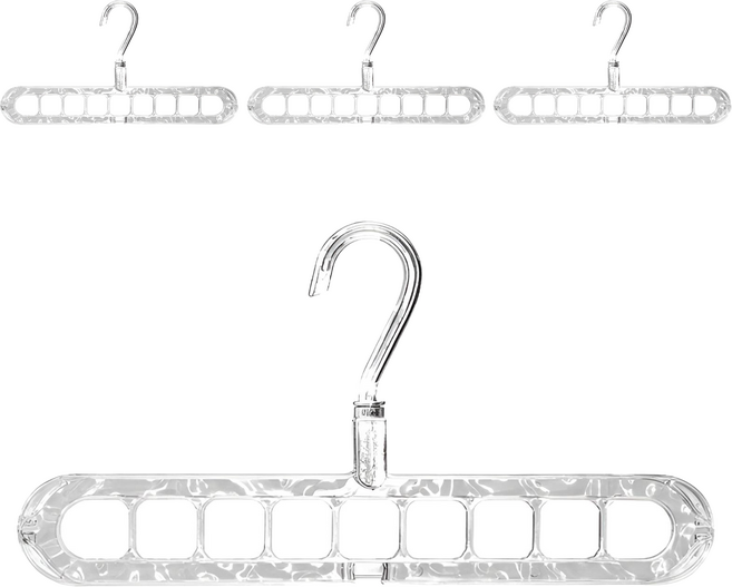 빈티코너 공간절약형 9단 360도 회전 멀티옷걸이, 4개, 투명