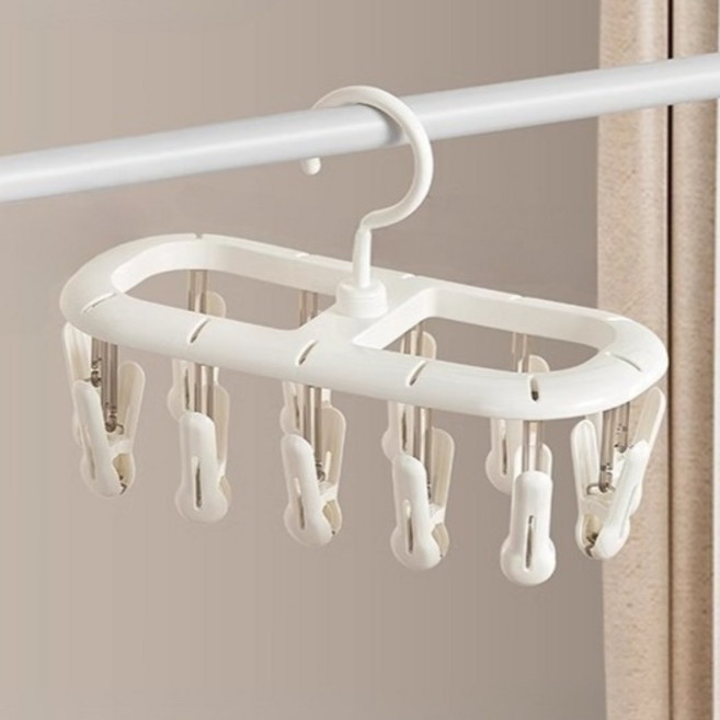 프롬파파 멀티 양말 건조대 12클립, 브라이트 화이트, 1개