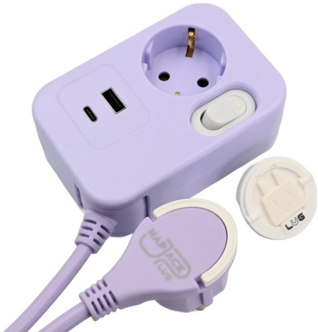 러그 C타입 USB 스윙 멀티탭 1구 LUG-LGOIMKU2, 퍼플, 1개, 1.5m