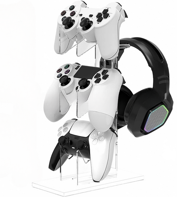 Flori 多功能遊戲用遊戲手把耳機整理支架, 01 白色底座 3層, 1個, 單一商品
