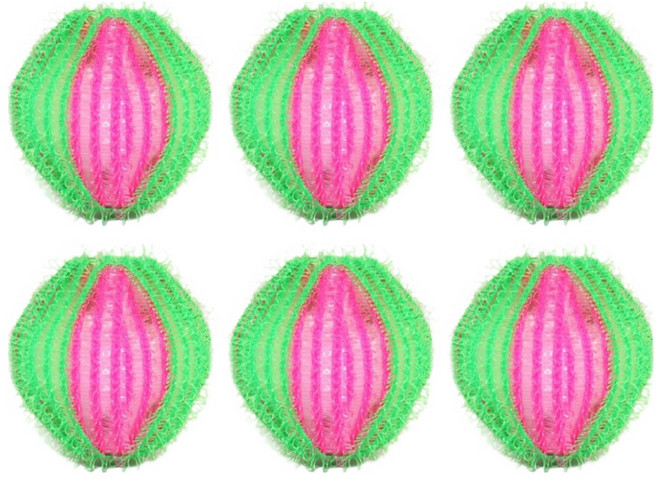 빅벅 다용도 세탁볼 구김 엉킴 방지 세탁조 3.5cm, 핑크 + 그린, 6개