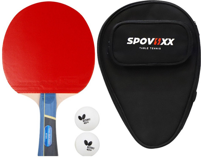버터플라이 쉐이크 탁구라켓 + 티모볼2000 + 스포빅스 케이스 세트, 1세트, 스포빅스 탁구라켓 케이스 BK