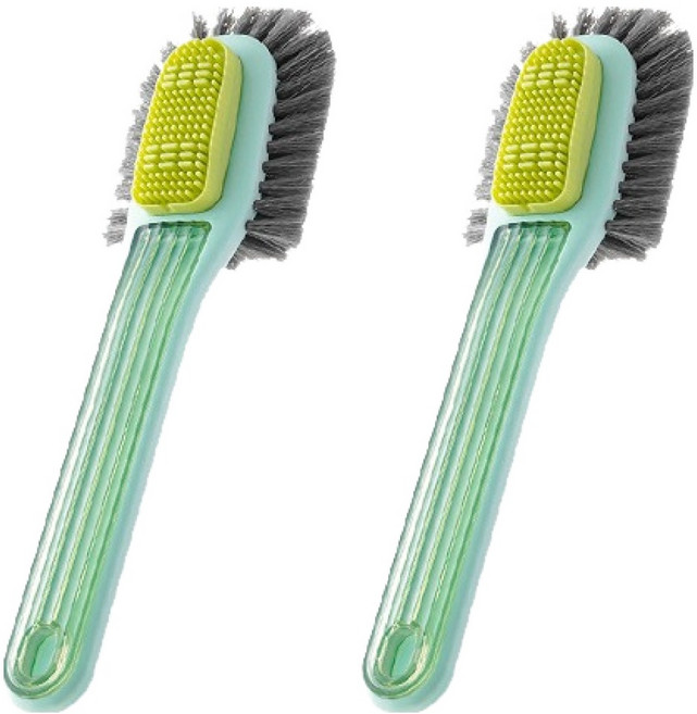 더자카 투인원 소프트그립 신발 세척 브러쉬, 그린, 2개