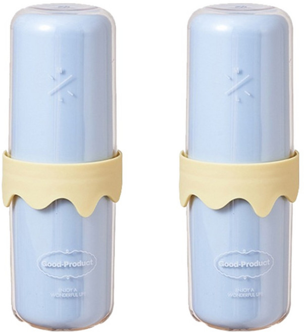 더자카 파스텔 휴대용 칫솔 케이스, 블루, 2개