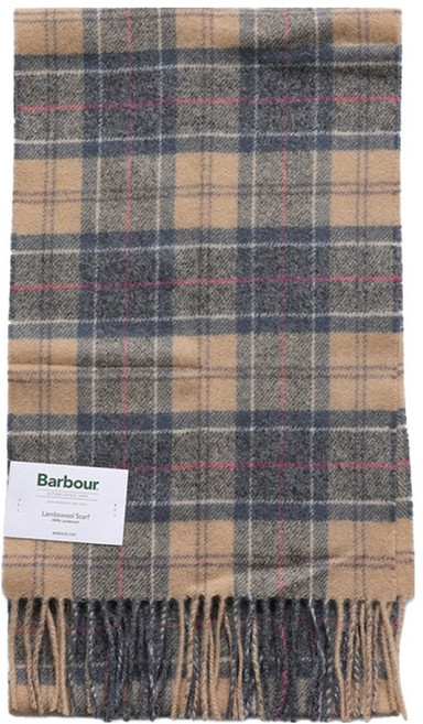 바버 타탄 체크 프린지 울 머플러