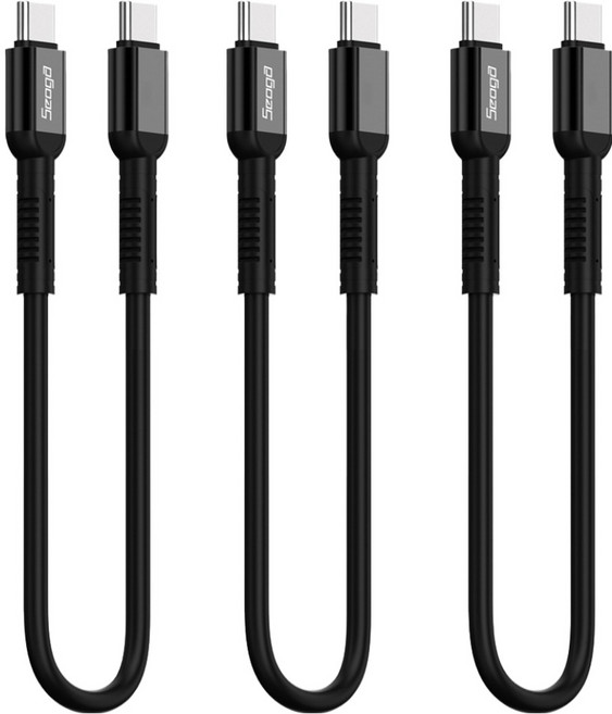 서가 메탈 고강도 초고속 충전 케이블 C to C PD 60W, 30cm, 블랙, 3개