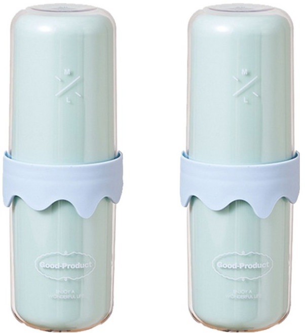 더자카 파스텔 휴대용 칫솔 케이스, 그린, 2개