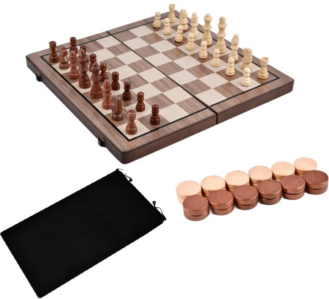 라펠로 고급 원목 대형 접이식 자석 보드게임 체스판 체스 세트 39 x 39 cm, 혼합색상, 1세트