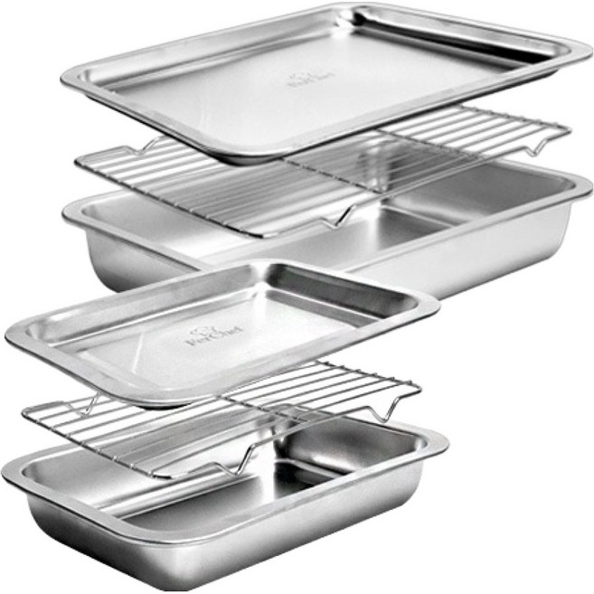 페르쉐프 올스텐 사각 밧드 세트, 1세트, 깊은형 트레이 2종 + 얕은형 트레이 2종 + 레스팅 그릴 2종