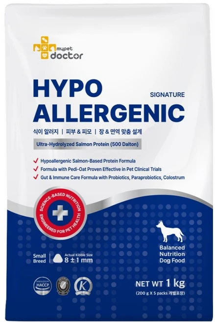마이펫닥터 강아지 시그니처 2 하이포알러제닉 가수분해 사료, 피부/피모+알러지, 1kg, 1개 - 쿠팡