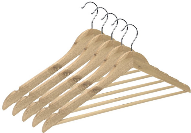 월드크린 원목 옷걸이, 내추럴, 5개