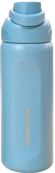 Sitarayuri 翻蓋提把304不鏽鋼保溫瓶, 藍色, 1個, 800ml