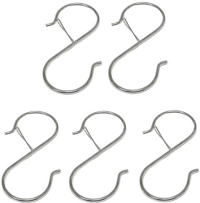 쥬롬 빠지지 않는 잠금형 S자 고리 대형, 실버, 5개