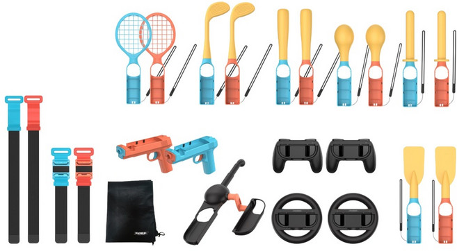 DOBE Switch2 24合1運動套裝, 橙色 + 藍色, 1套, TNS-5113