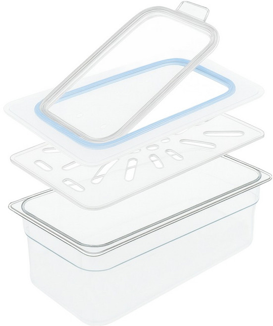 리빙메이트 국산 PC 투명 밧드 3종 세트, 1세트, 6인치 1/3 밧드 + 플립뚜껑 + 물받이