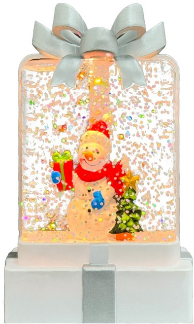 LED聖誕禮物盒燈光水晶球, 雪人