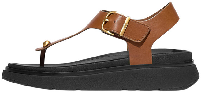 fitflop 女款 Gen-FF 皮革後繫帶夾腳涼鞋, 深棕褐色, 250