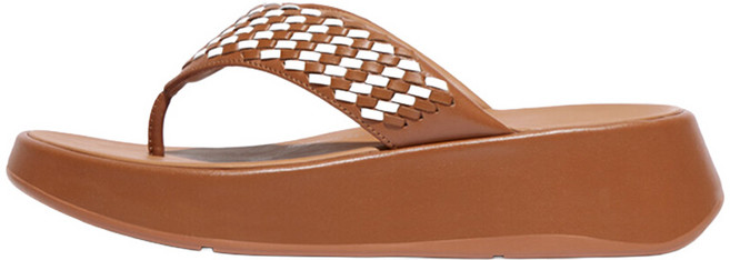 fitflop 女款 F-Mode 編織皮革厚底夾腳涼鞋