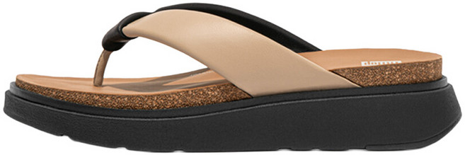 fitflop 女款 Gen FF 鋪棉繫帶夾腳拖, 拿鐵米/黑, 235