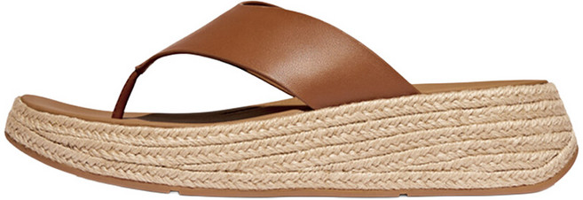 핏플랍 여성용 F 모드 에스파듀 레더 플랫폼 T 포스트 샌들