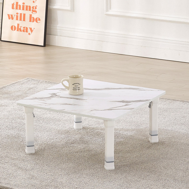 조은세상 코넬 LPM 정사각 높이조절 접이식 테이블, 마블