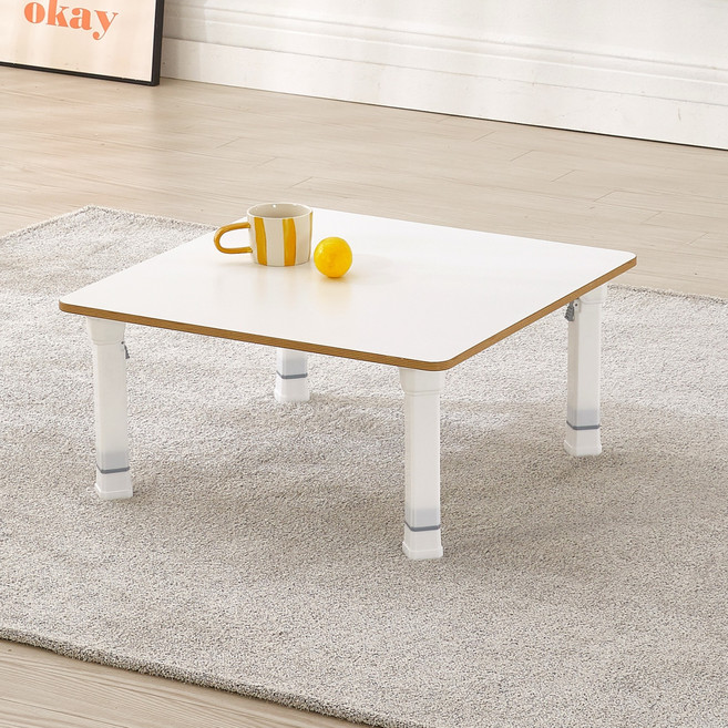 조은세상 코넬 LPM 정사각 높이조절 접이식 테이블, 화이트버치