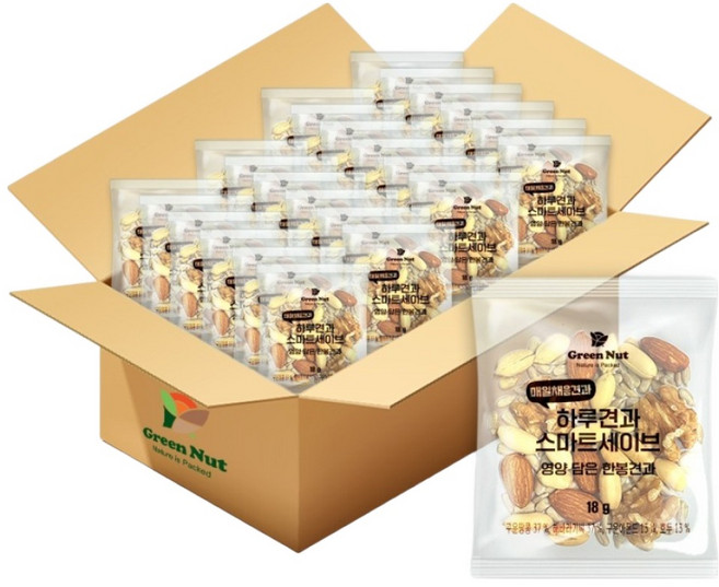 그린너트 하루견과 스마트세이브, 18g, 100개