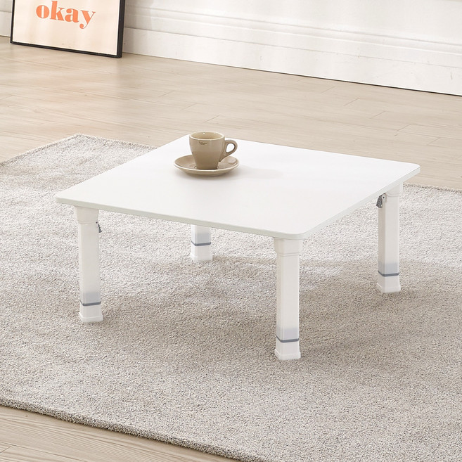 조은세상 코넬 LPM 정사각 높이조절 접이식 테이블, 화이트