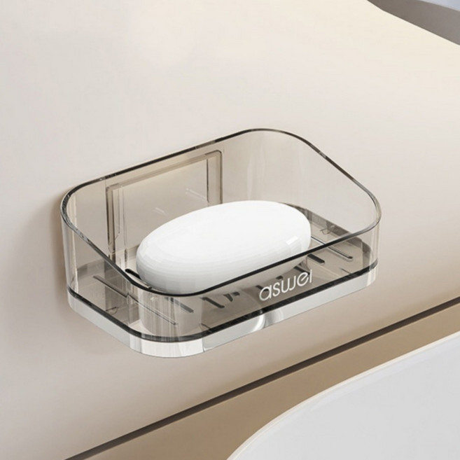 아스웨이 무타공 인테리어 비누받침대, 실버, 1개