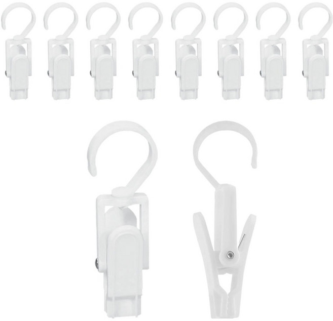 TheLiving 회전식 다용도 후크 집게 고리, 화이트, 10개