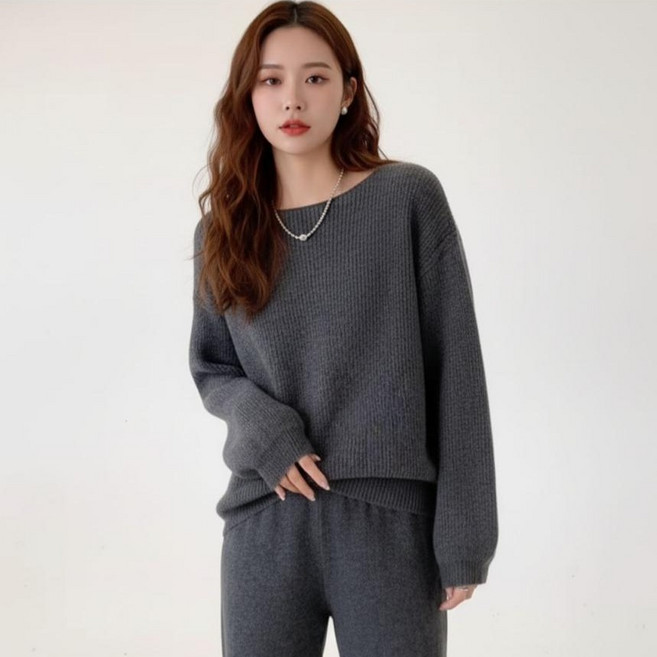 마켓피아 여성용 투피스 루즈핏 니트 상하의 셋업