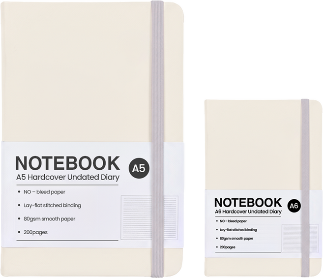 모더너리 하드커버 만년 다이어리 2종 세트, 크림 화이트, 1개