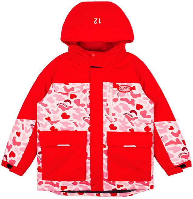 ICEBISCUIT 兒童款IB迷彩拼色滑雪鋪棉外套 IB34JP545