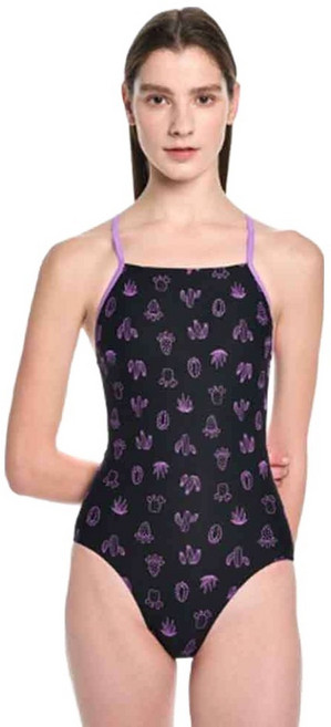 HOOG 壓花中衩V背高彈力女款泳衣 WST2009