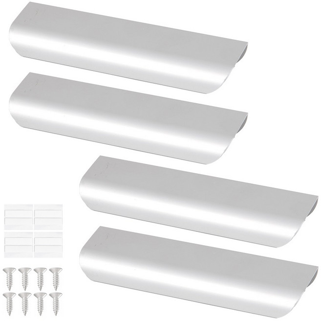 철물대장 빌스브로 부착식 히든 서랍 가구손잡이140mm 4p 세트, 실버, 1세트