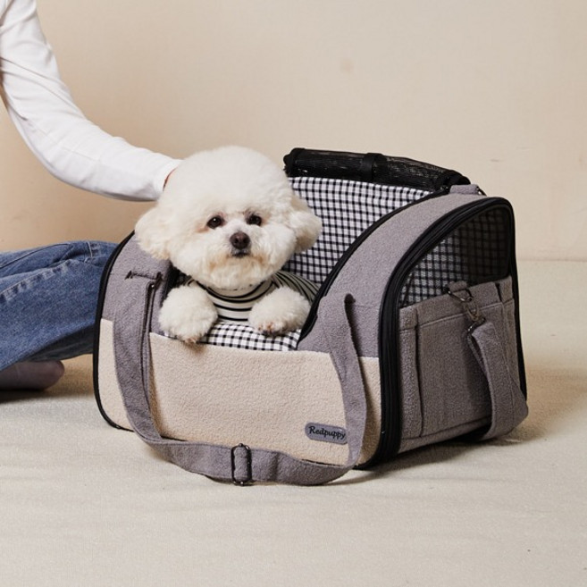 레드퍼피 반려동물 스탠딩 카시트 & 이동가방, 밀크 베이지, 1개