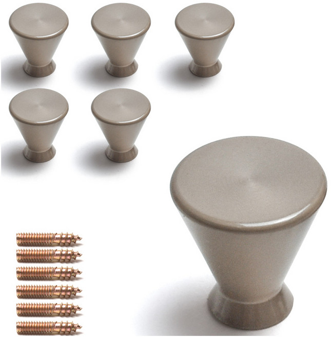 손잡이세상 무타공 원뿔멜로디 1구 가구손잡이, 니켈, 6개