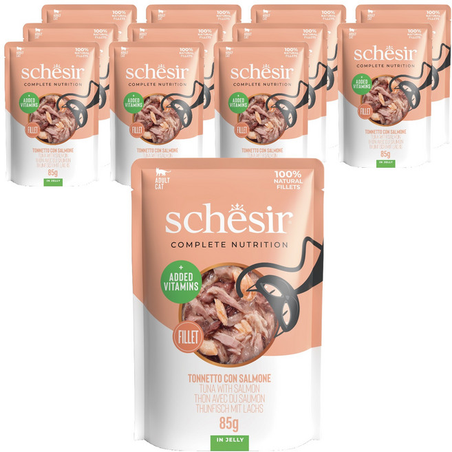 스케지어 어덜트 고양이 주식 파우치, 85g, 12개, 연어+참치