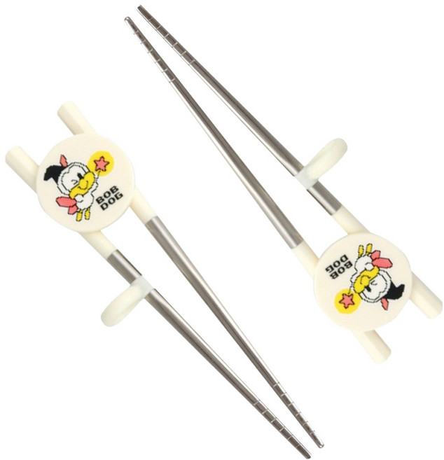 니콜레타 아동용 스텐 양손 교정젓가락, 아이보리, 2개